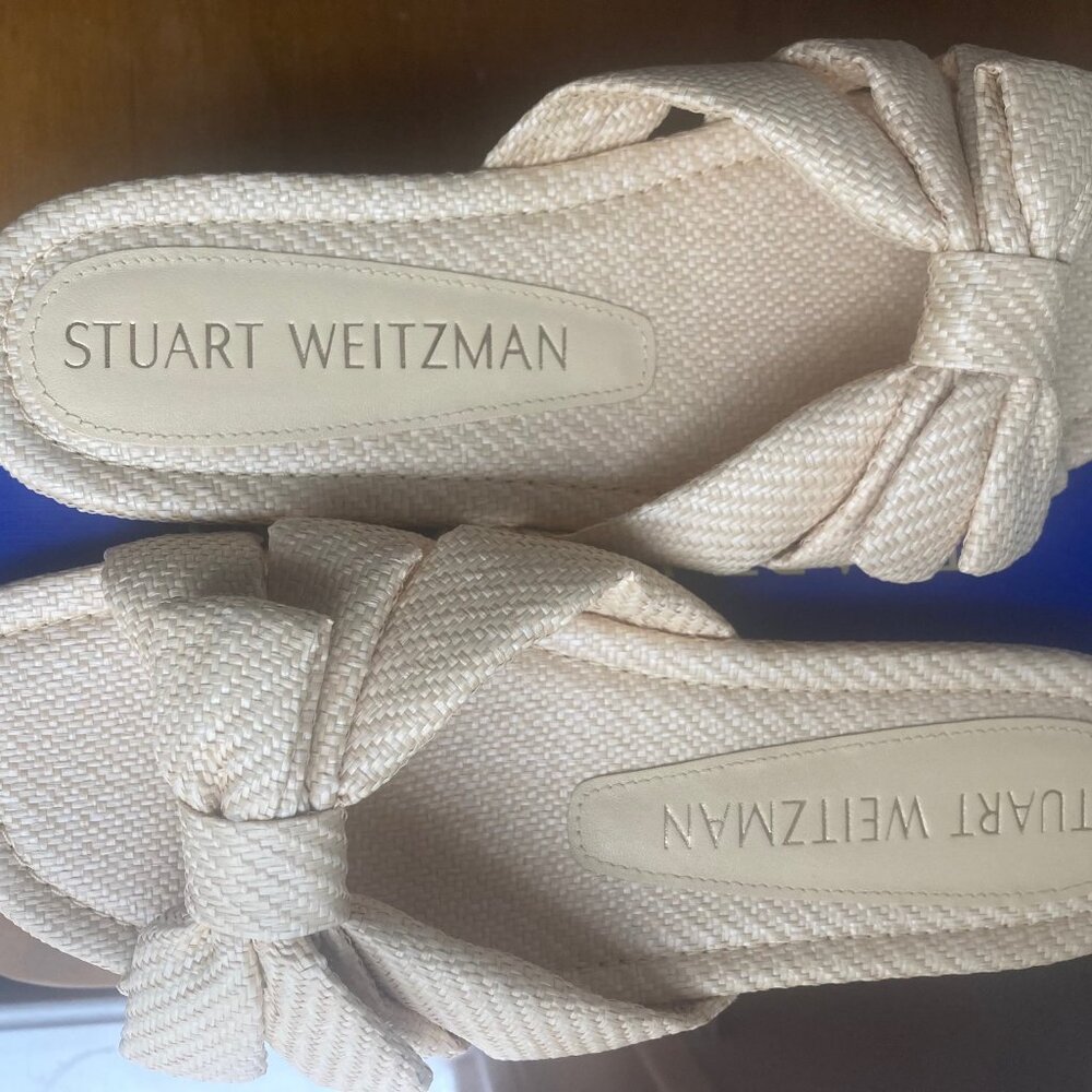 Stuart Weitzman Sofia Slides, Wheat, Size 7.5